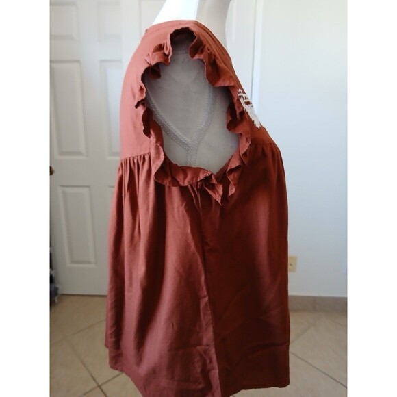 Lascana Woman’s blouse  Rust White Embroidery short flutter sleeves 6 Bohemian - Picture 4 of 14